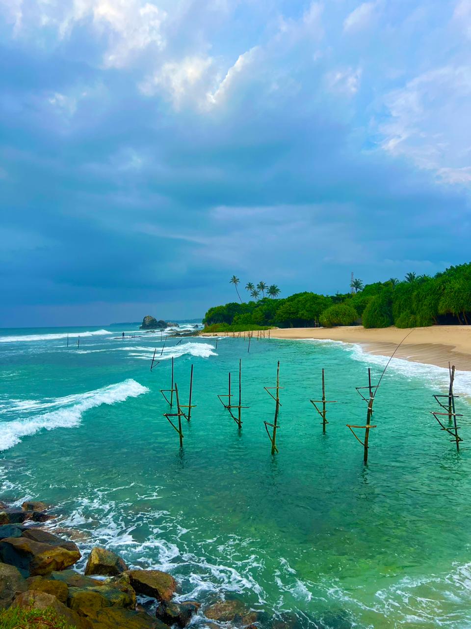 Stilt fishermen poles on the southern coast